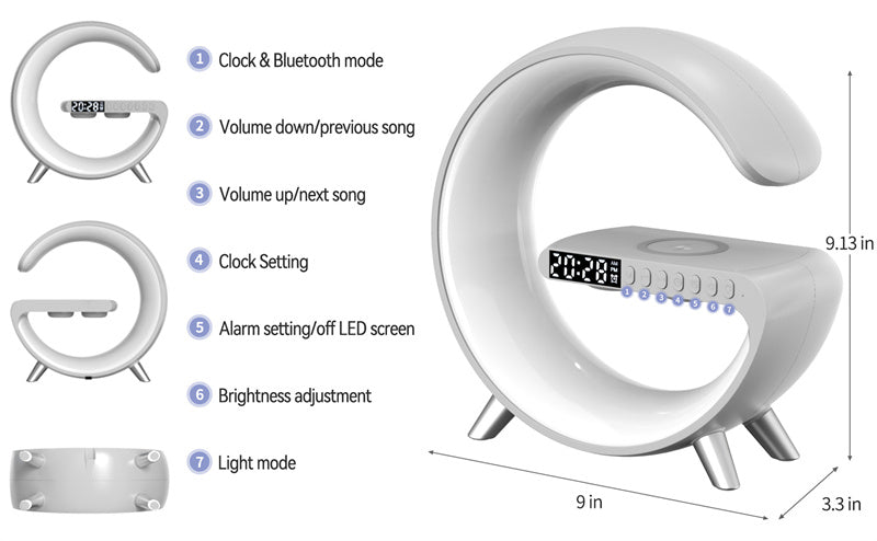 4 In 1 - Mood Light, Speaker, Charger & Alarm Clock